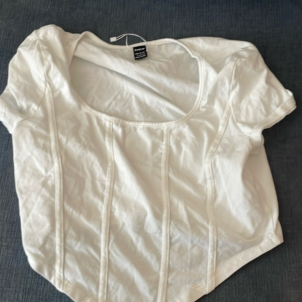 Cropped corseted white shirt size medium